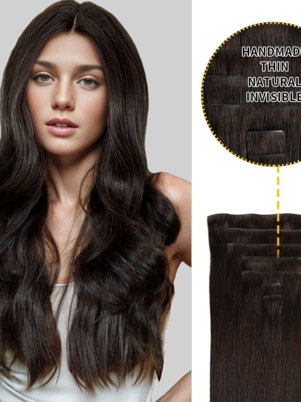 YILITE Clip In Hair Extensions Human Hair 9Pcs 20 Clips Invisible Darkest Brown